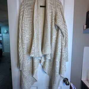 Faded Glory Cream Open Front Cardigan with Textured‎ Pattern